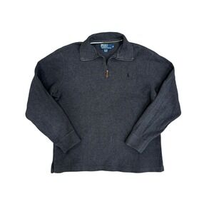 Vintage Polo Ralph Lauren Estate Rib Quarter Zip Pull Over Dark Grey Mens Medium